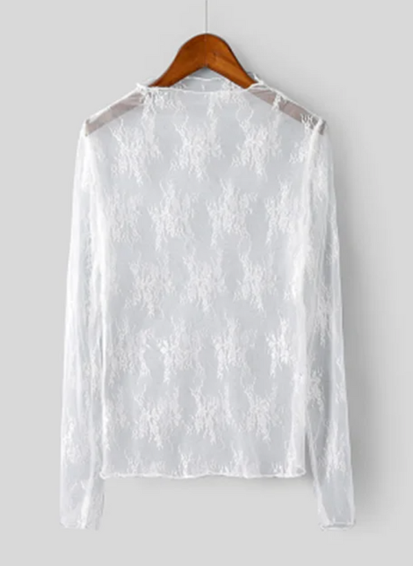 Lace Floral Embroidery Blouses