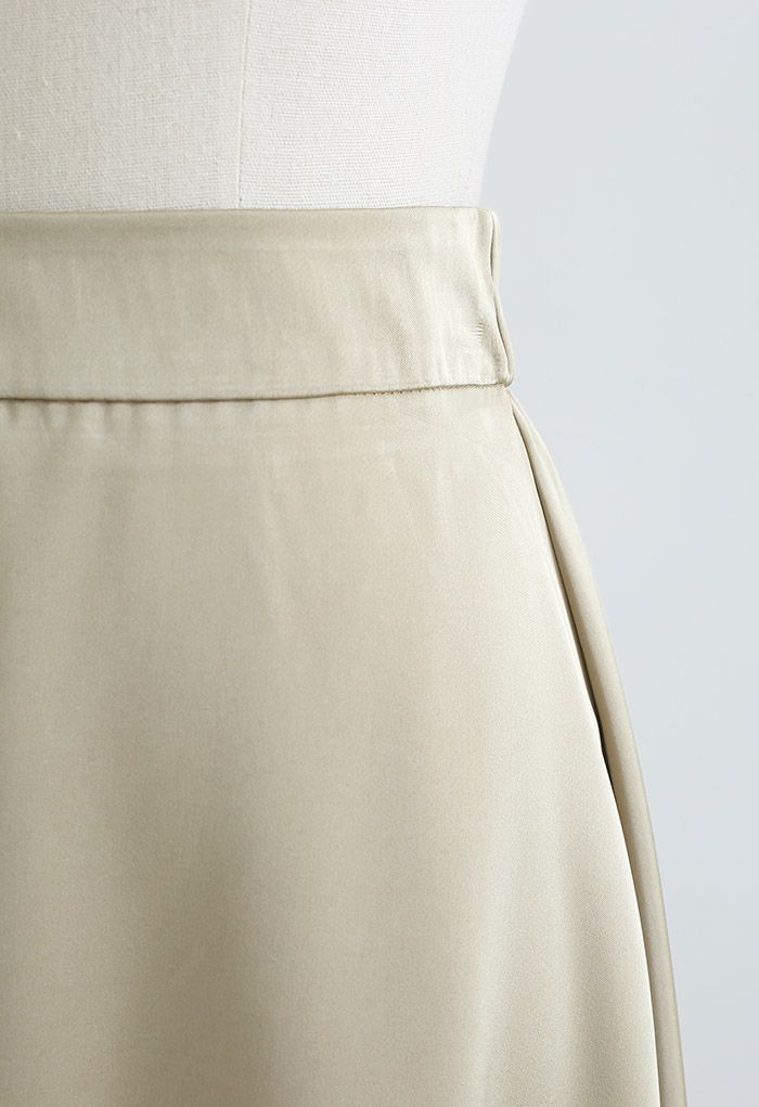 Emma Satin Midi Skirt in Champagne