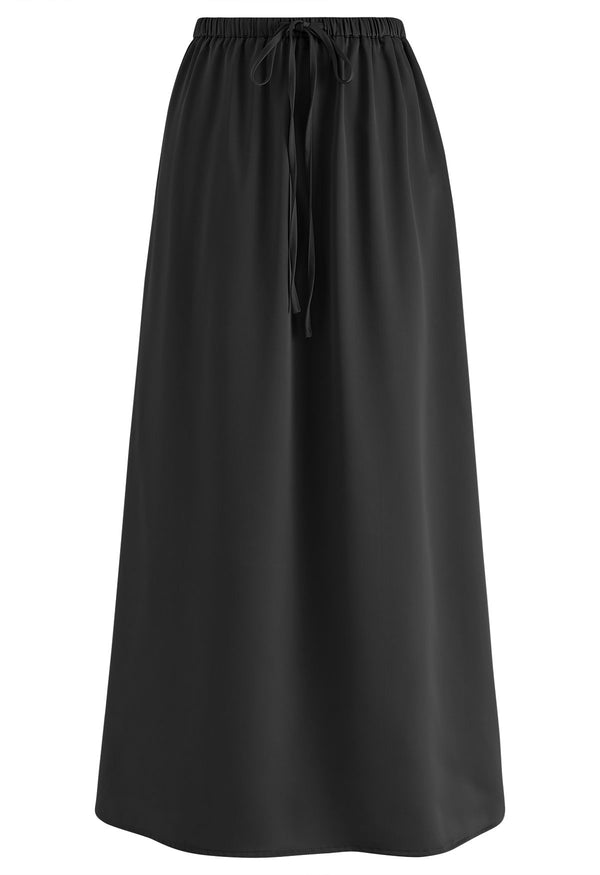 Karla Satin Skirt in Black