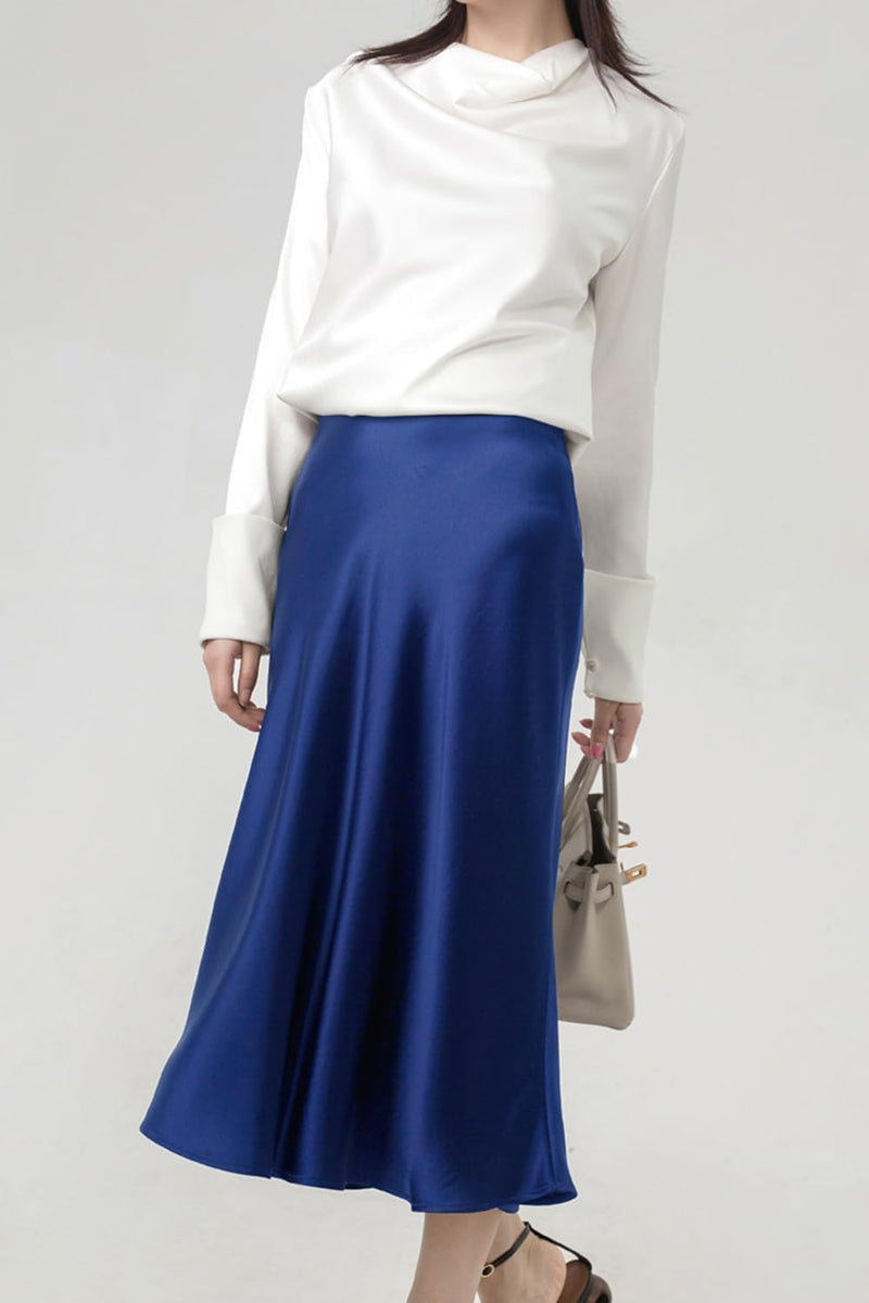 Wiva Satin Skirt in Royal Blue