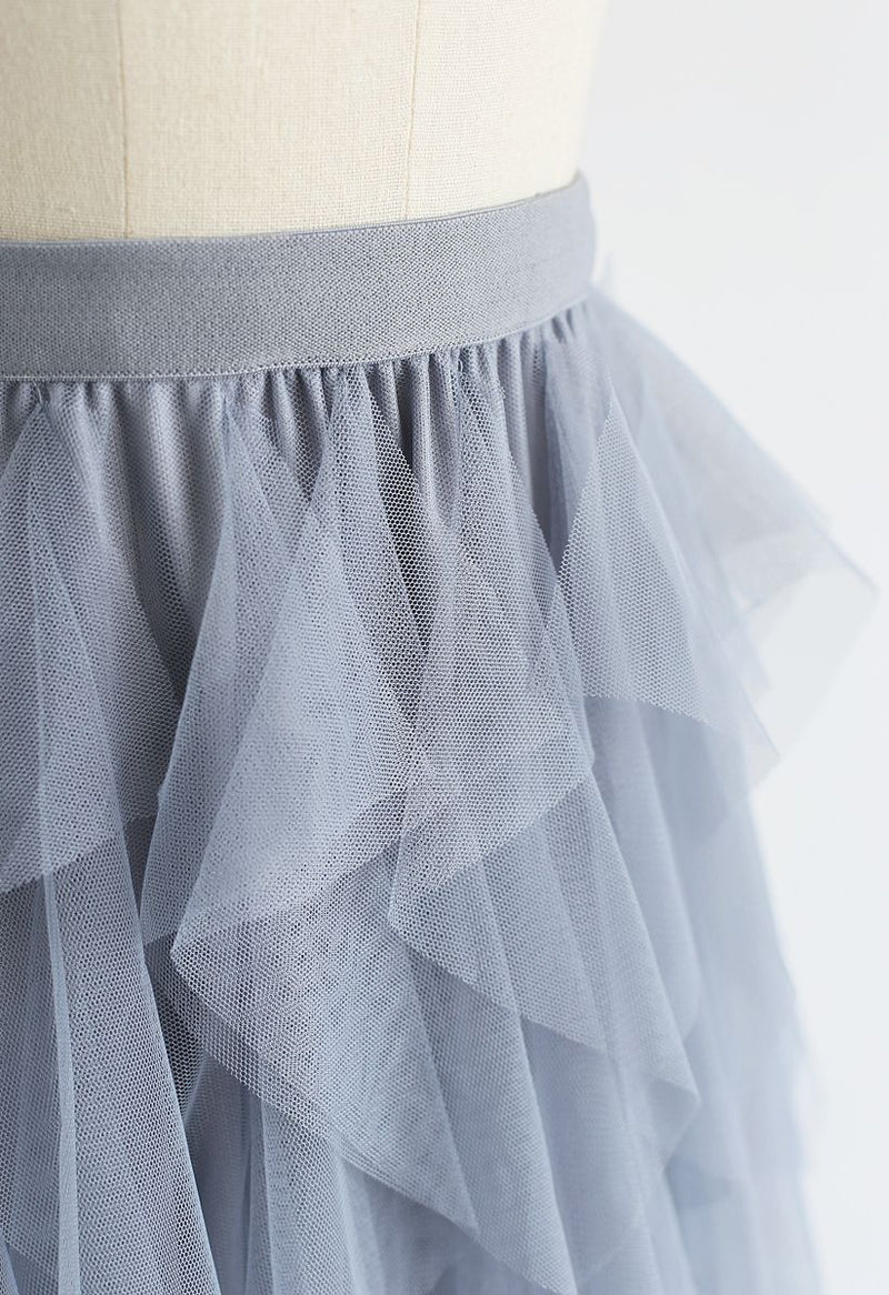 Tigena Mesh Skirt in Dusty Blue