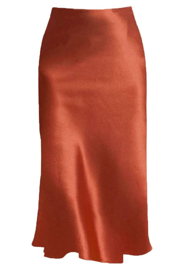 Wiva Satin Skirt in Orange-Red