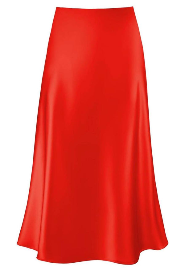 Wiva Satin Skirt in Red