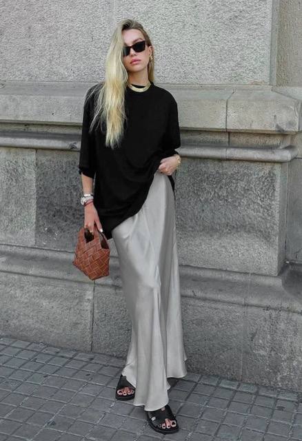 Wiva Maxi Skirt in Silver