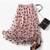Heart Double-Layered Mesh Skirt in Pink