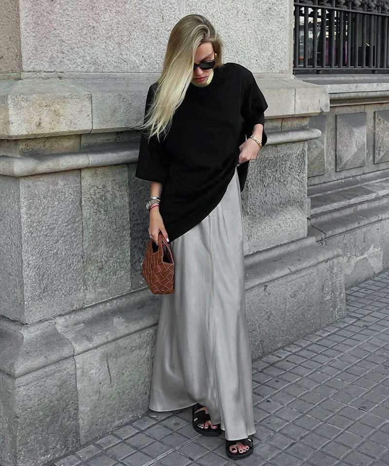 Wiva Maxi Skirt in Silver