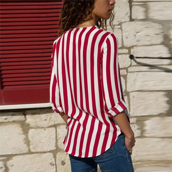 Red Christine Striped Blouse