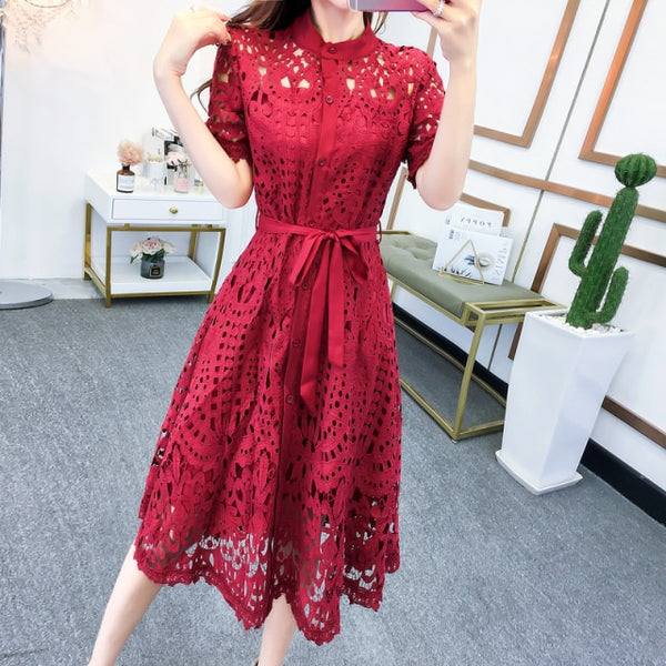 Red Diana Lace Dress