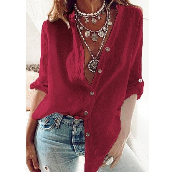 Red Nelly Cotton Blouse