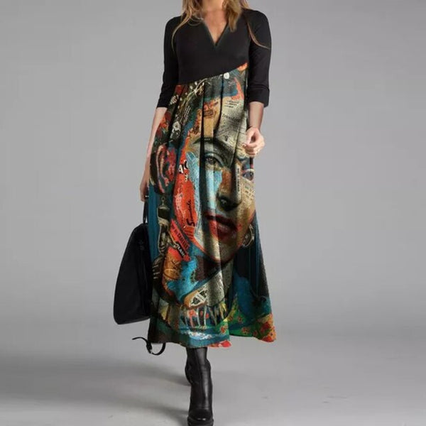 TYA V-NECK LONG DRESS